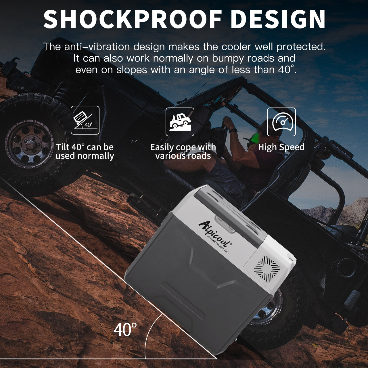 Alpicool CX50 50L Car Fridge, -4°F to 68°F - Bluetooth App, Portable with Pull Handle